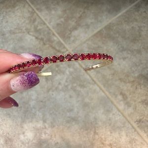 Tova Red Crystal Gold Cuff Bracelet